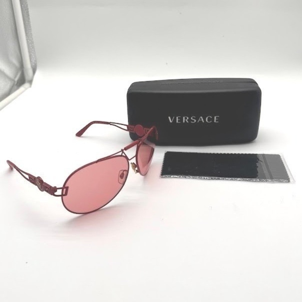 Versace MOD 2160 Sunglasses Pink Red Medusa Greca 63mm Made Italy NEW W/CASE